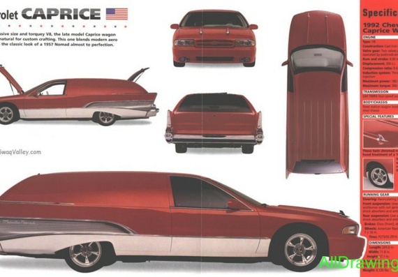 Chevrolet Caprice Wagon (1992) - drawings (drawings) of the car